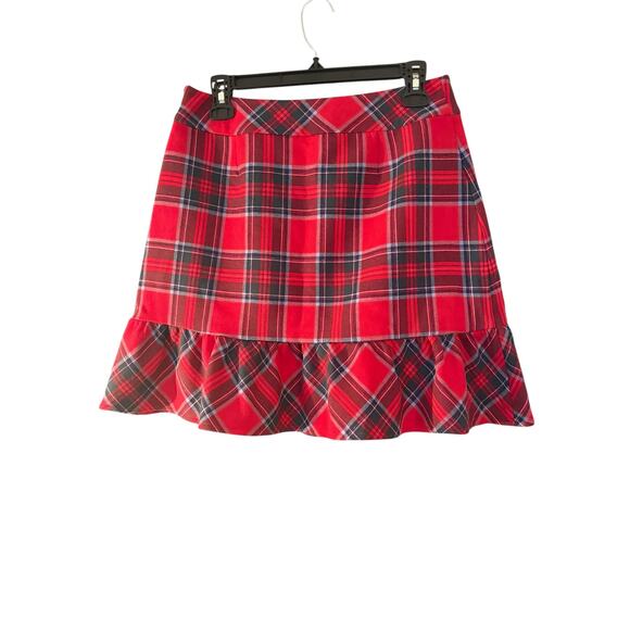 Vineyard Vines Red Plaid Ruffle Mini Skirt 6 School Academia Preppy Collegiate - Picture 11 of 11